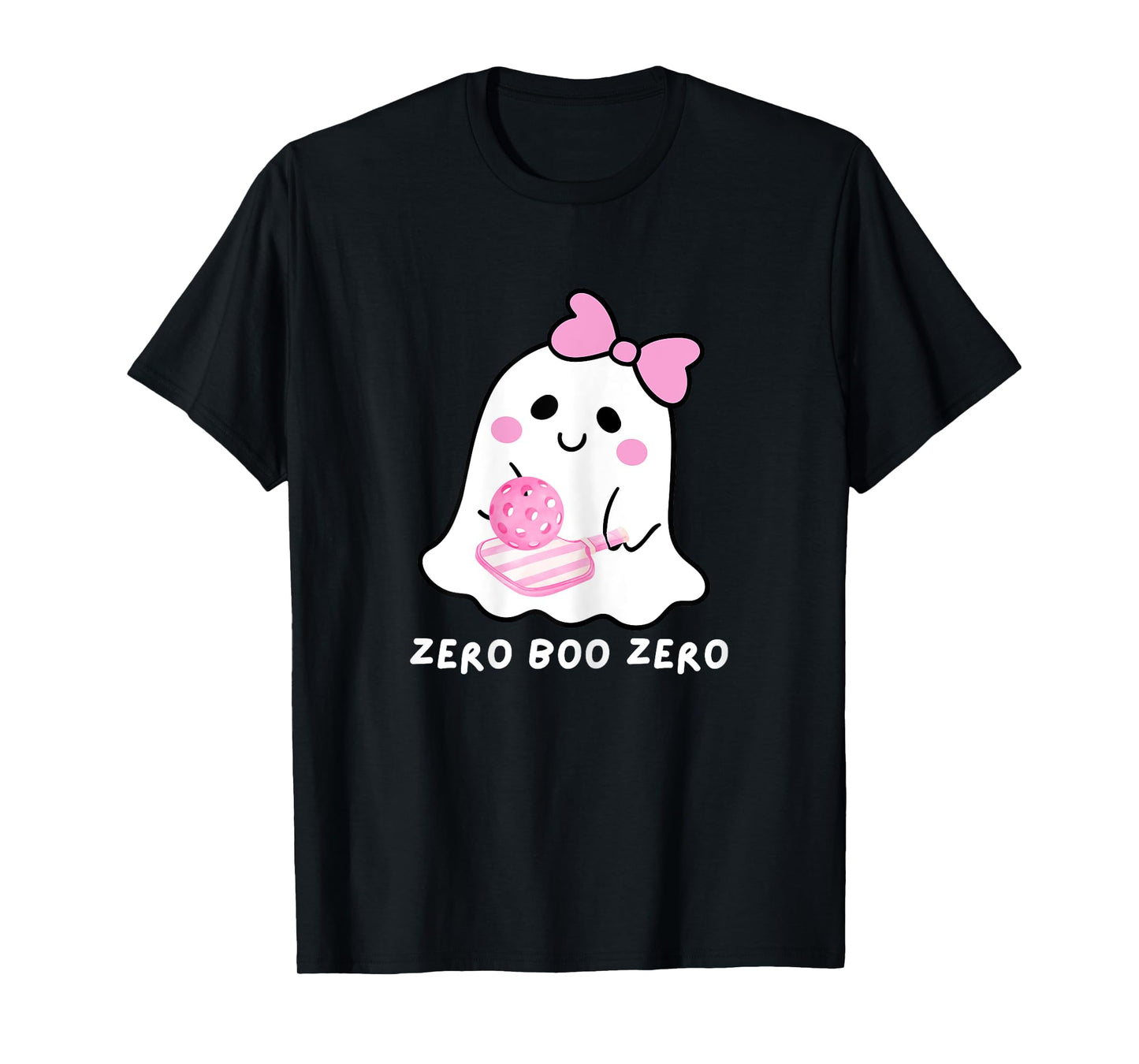 Preppy Pickleball Halloween Pickle-Boo Ghost Pastel Pink T-Shirt
