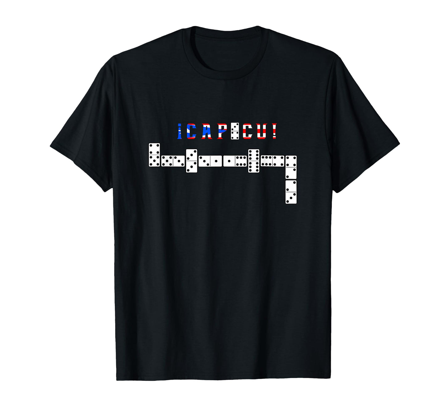 Dominoes Player Gifts By Tee Vibes Capicu Dominoes T-Shirt - Black, Unisex-Adults, Short Sleeve, Small