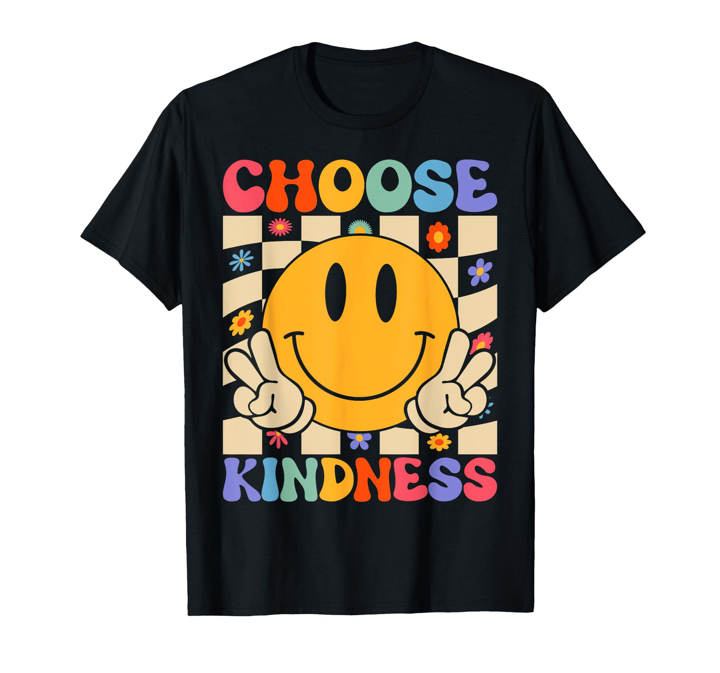 Retro Groovy Choose Kindness Men Women Kids Be Kind Positive T-Shirt