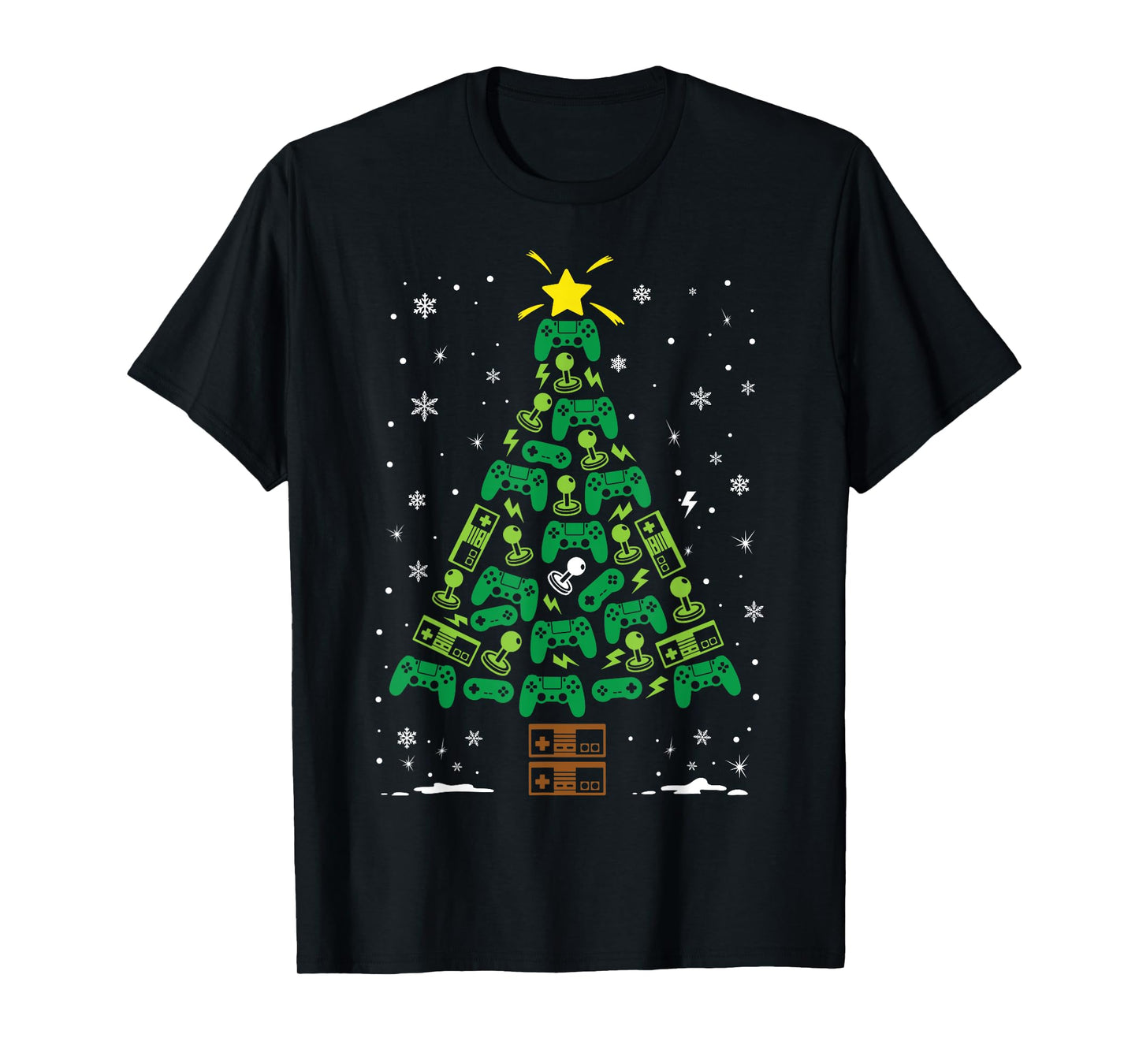 The Holiday Family Christmas Tree Gift Co Gamer Nerd Video Game Lover Family Matching Black T-Shirt