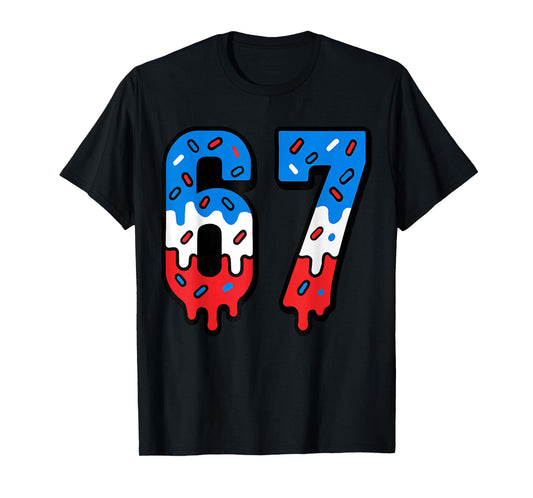 67 Ice Cream Drip USA Meme Six Seven Gen Alpha Slang T-Shirt