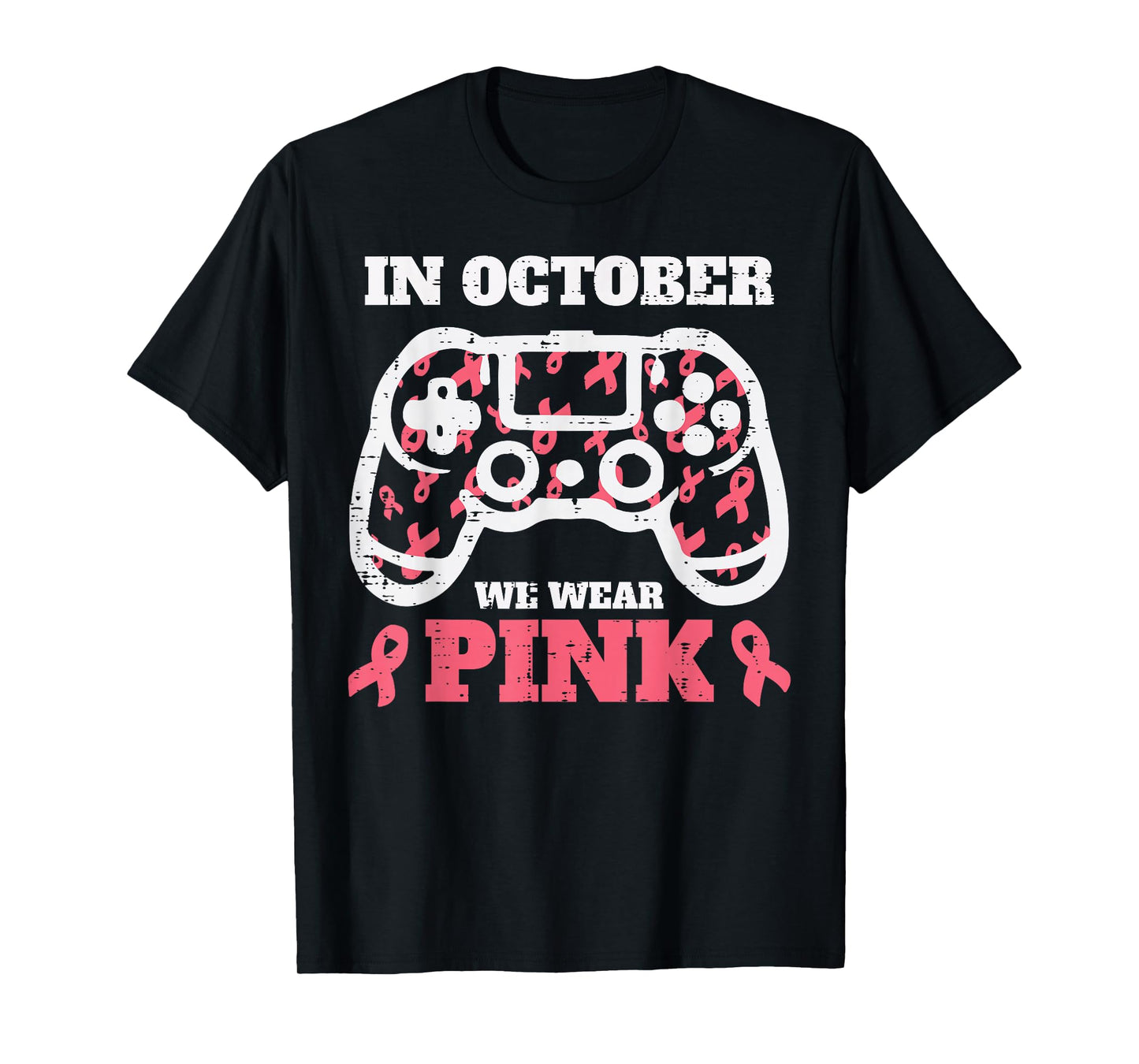 Breast Cancer Gamer October Wear Pink Awareness Boys Kids T-Shirt
