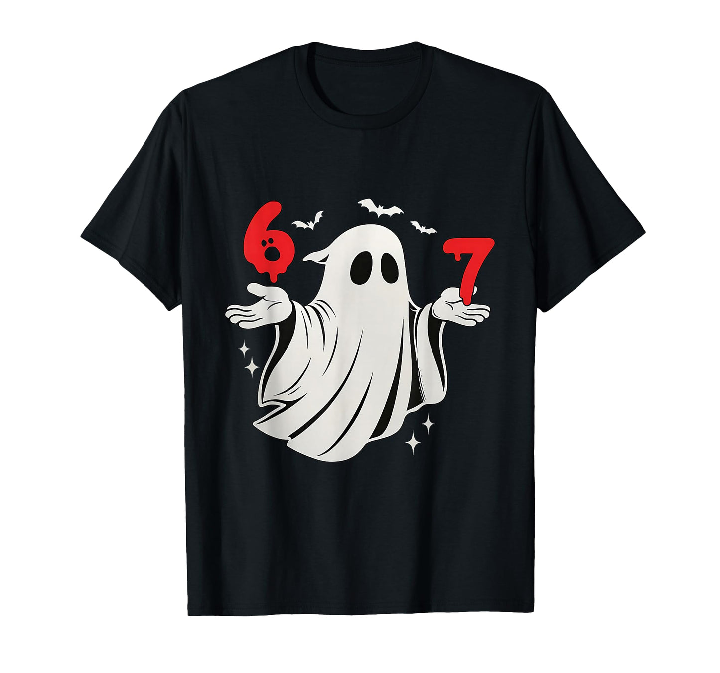 Funny 6 7 Six Seven Meme Halloween Humor Ghost Costume Meme T-Shirt