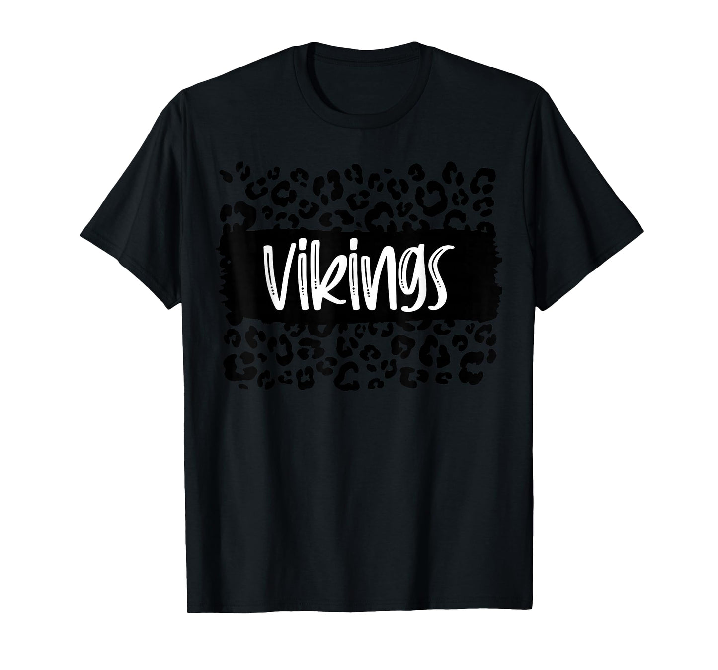 Vikings Team Mascot School Spirit Game Night Leopard Print T-Shirt
