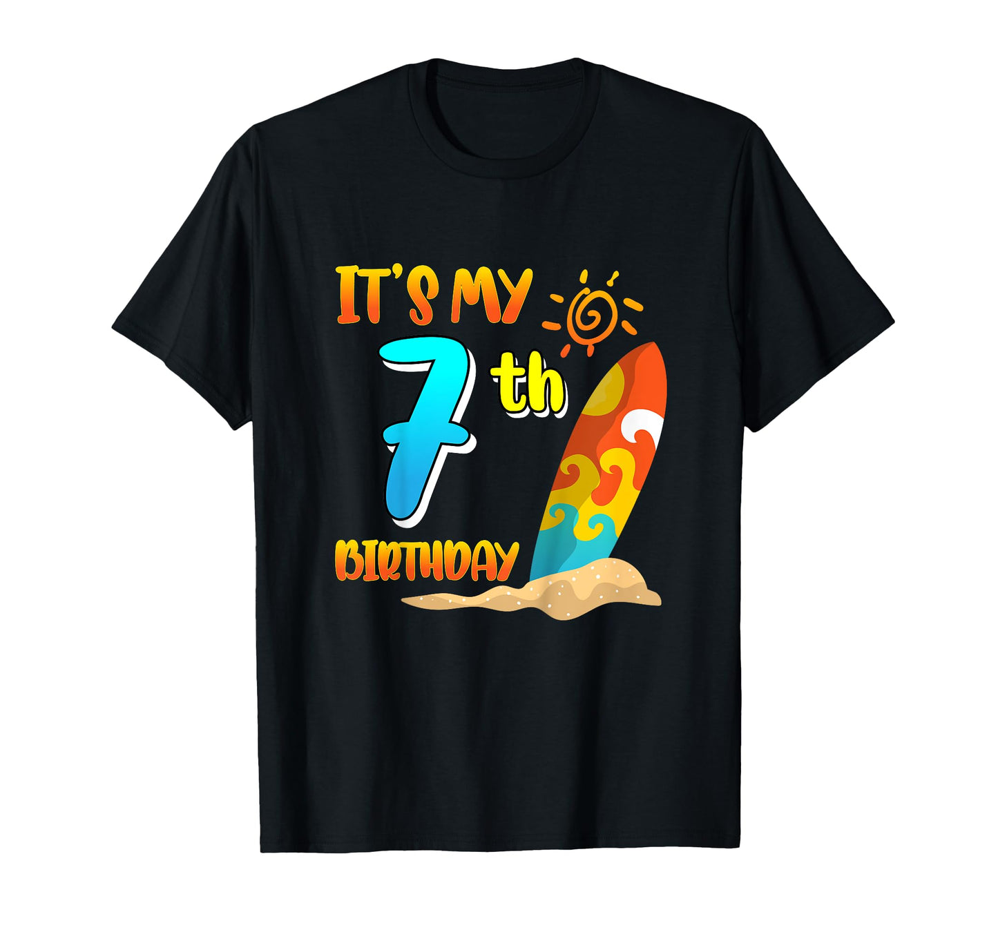 It's My 7th Birthday Surfing Beach Pool Party 7 Years Old T-Shirt for Girls Kids