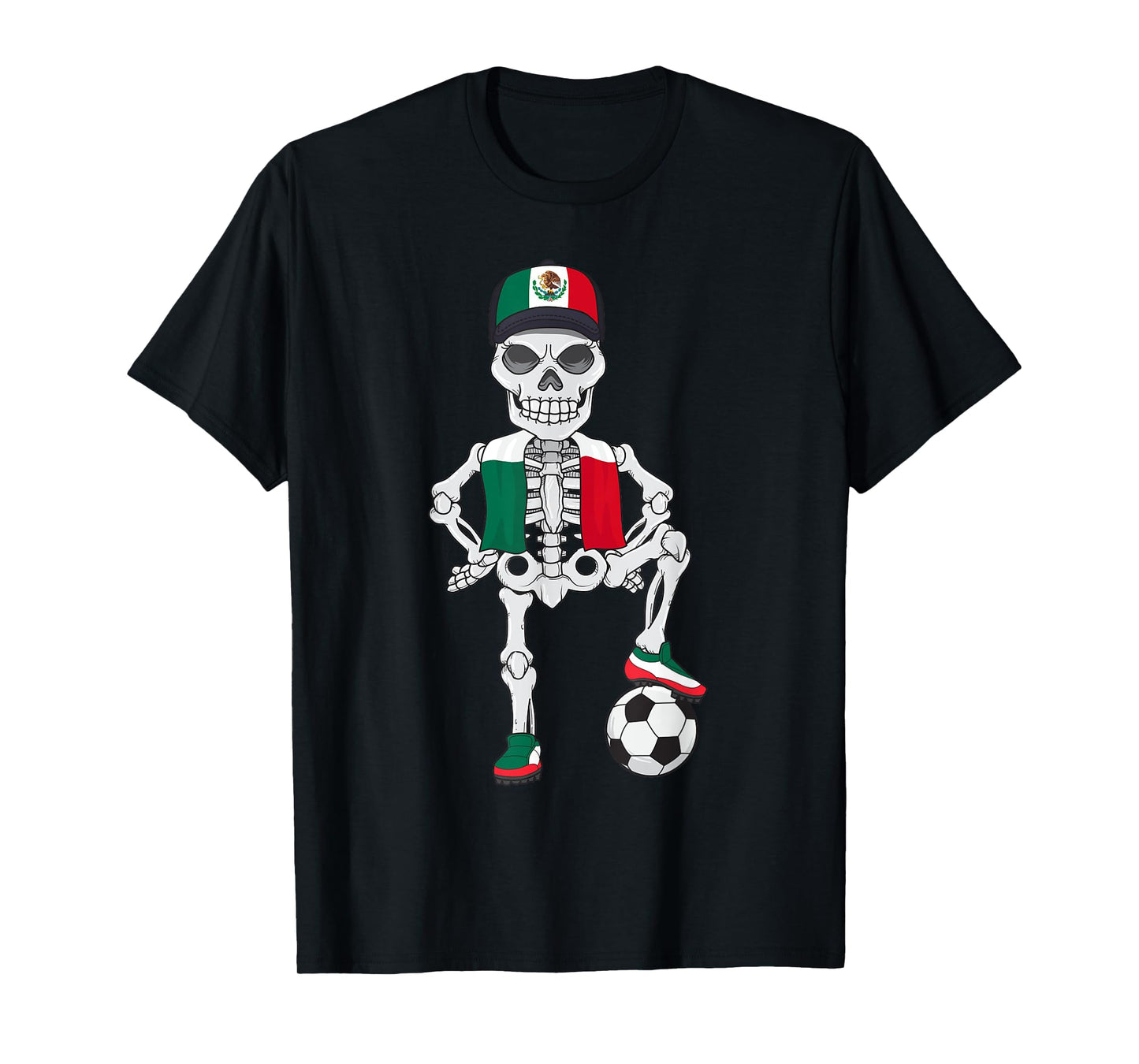 Mexico Soccer Skeleton Fan Team T-Shirt