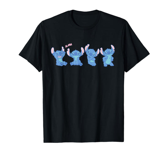 Disney Stitch Fluffy Aloha Vibes Cute Multi-Pose T-Shirt
