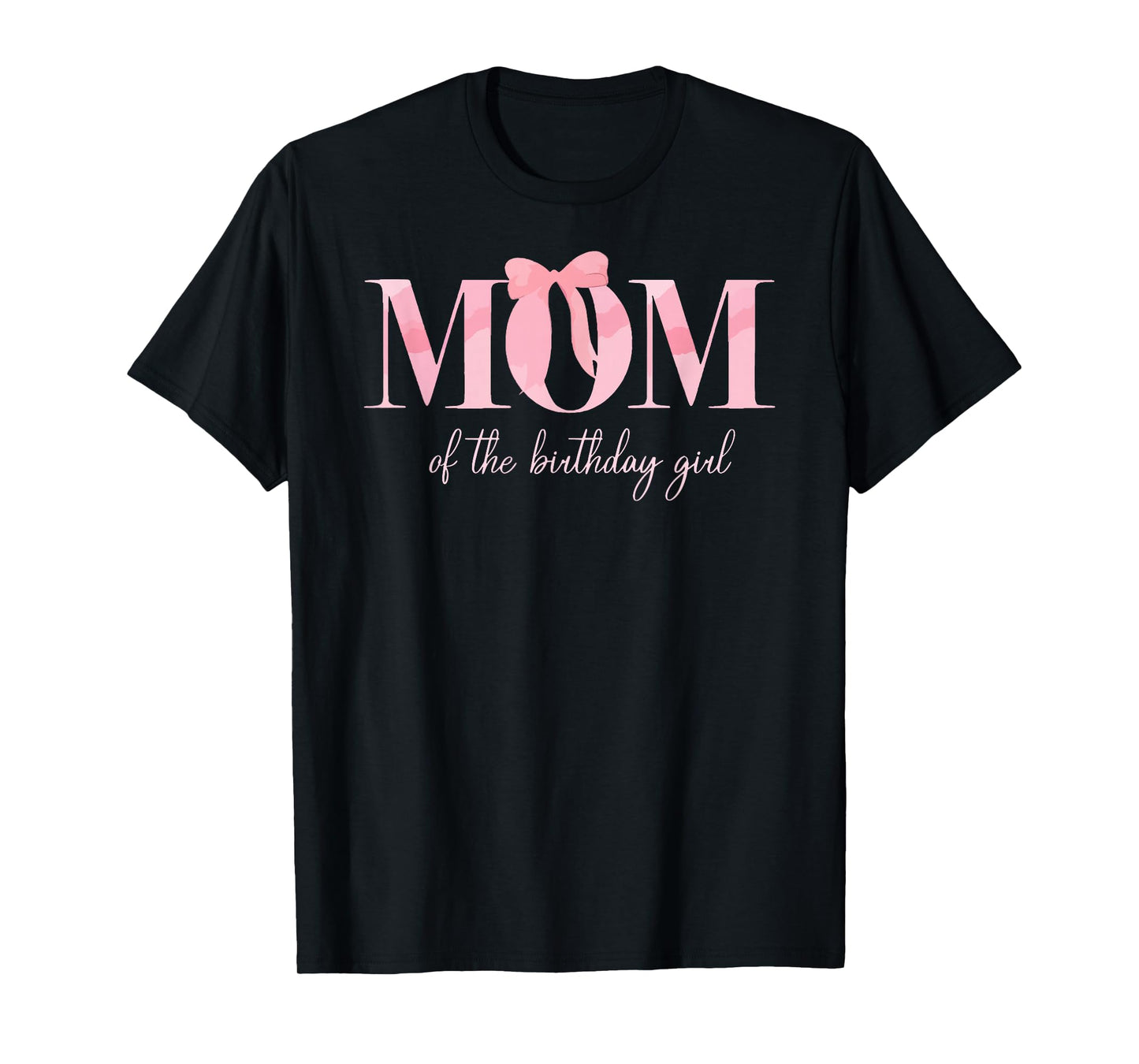 Mom of The Birthday Girl Family Pink Coquette Bow T-Shirt
