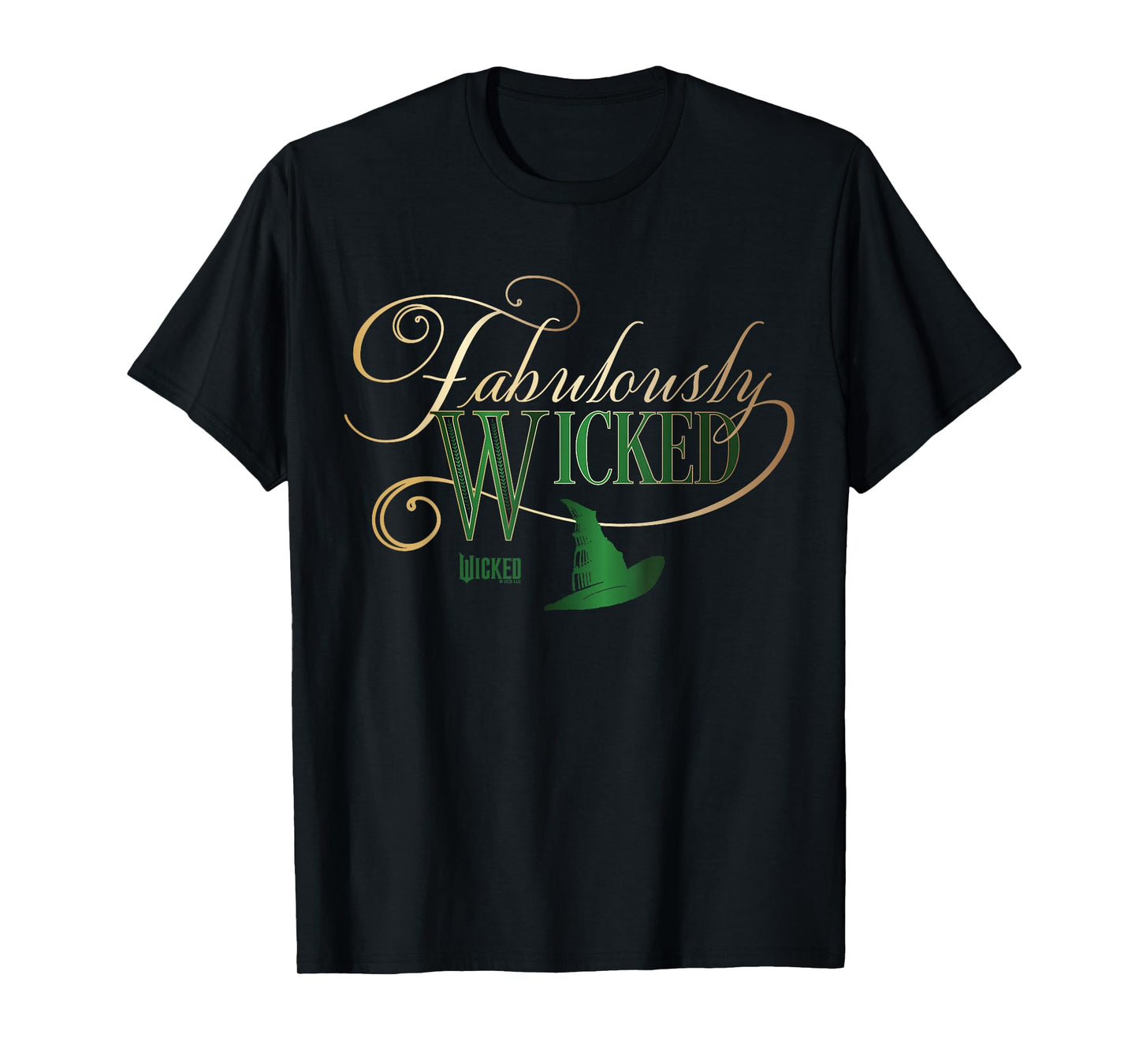 Wicked Fabulously Wicked Elphaba T-Shirt - Unisex-Adult, Black, Small, Short Sleeve, T-Shirt, Letter Print