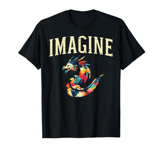 Dragon Imagine Colorful Polygonal Fantasy Art Women Men Kids T-Shirt