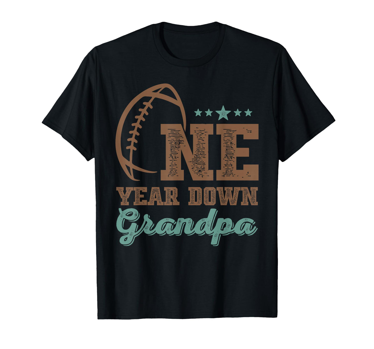 Grandpa Of The Birthday Boy 1st Year Down Birthday Football T-Shirt