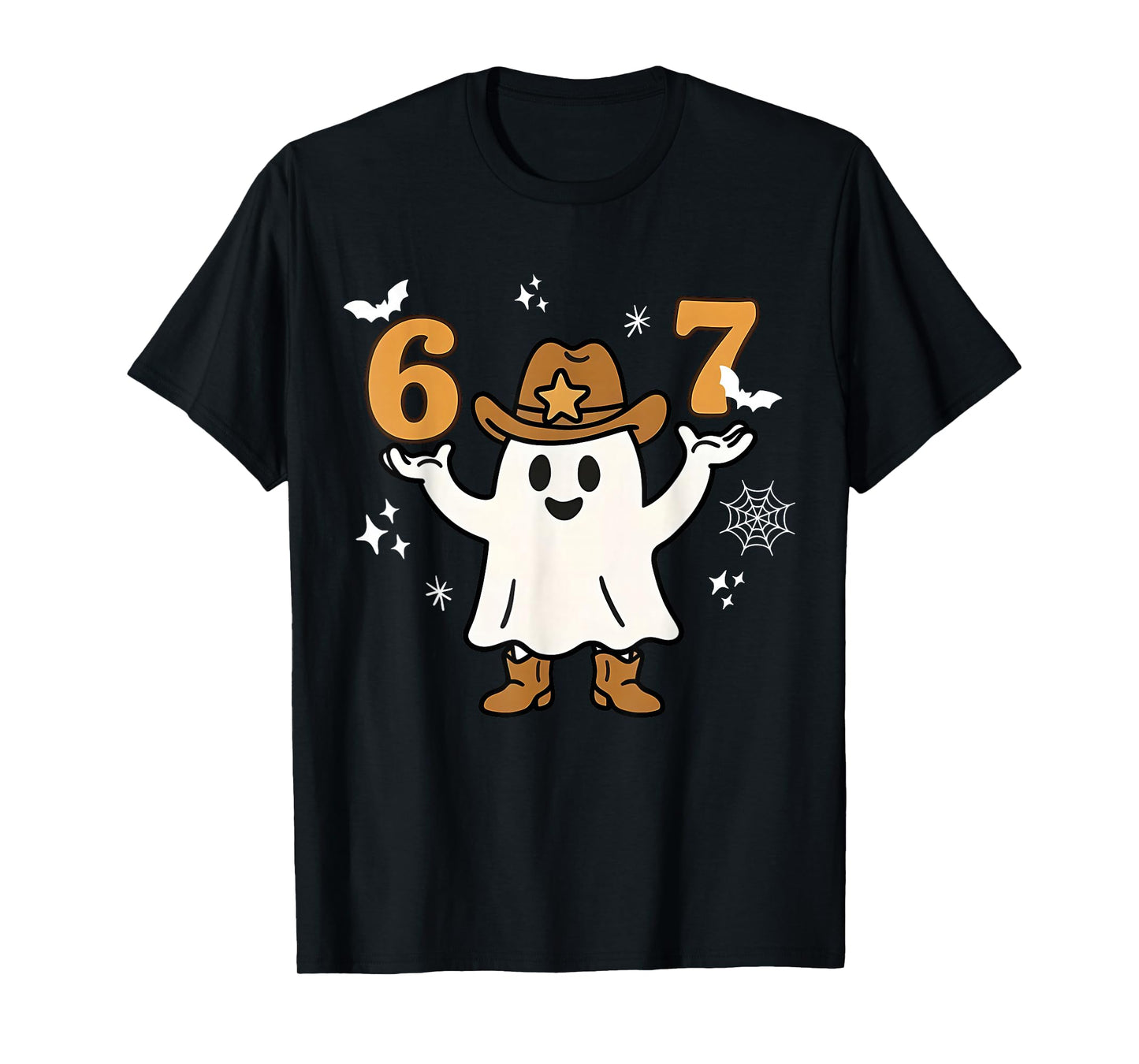 Funny Six Seven 6 7 Meme Cowboy Ghost Halloween Costume T-Shirt