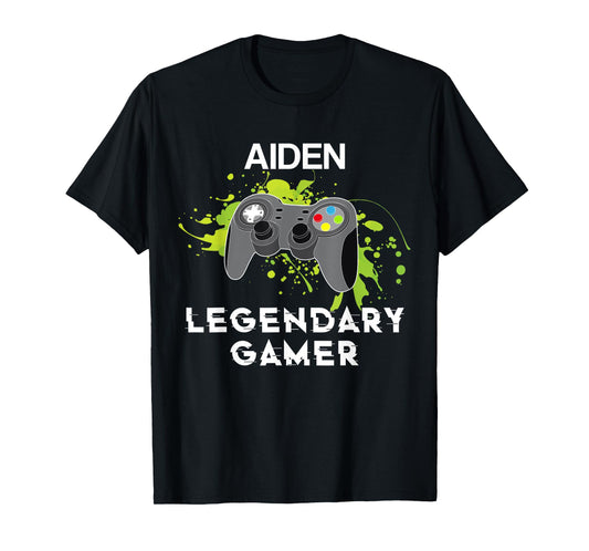 Aiden Name Gift - Personalized Legendary Gamer T-Shirt
