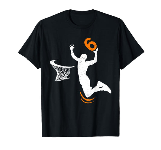 6 Year Old Basketball Dunk 6th Birthday Party Boys T-Shirt