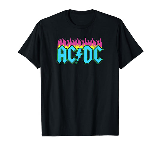 AC/DC Rock Music Band Neon Flames T-Shirt