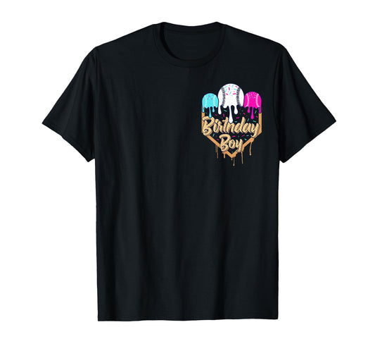 8th Birthday Baseball Ice Cream Drip Sprinkles 8 Year Old T-Shirt