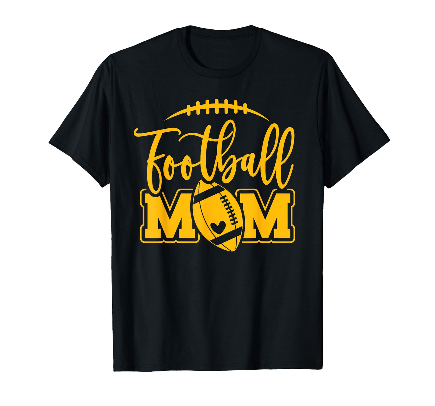 Game Day Black and Yellow High School Football Football Mom T-Shirt