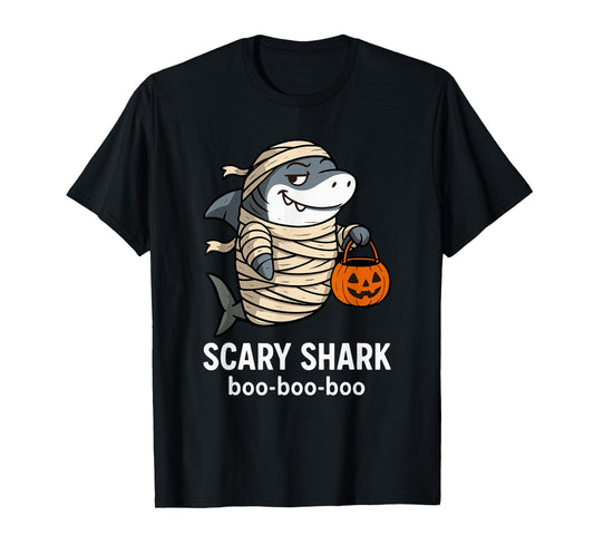 Cute Shark Mummy Halloween Men Women Kids Funny T-Shirt