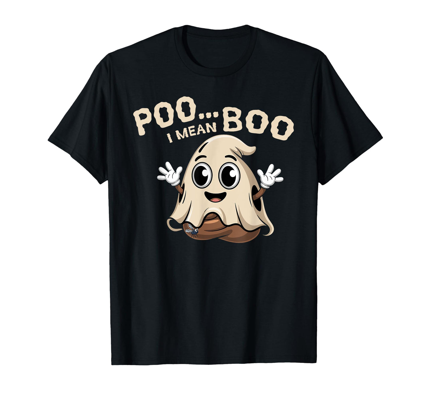 Poop Emoticon Poo Ghost Halloween Costume Kid Poo I Mean Boo T-Shirt