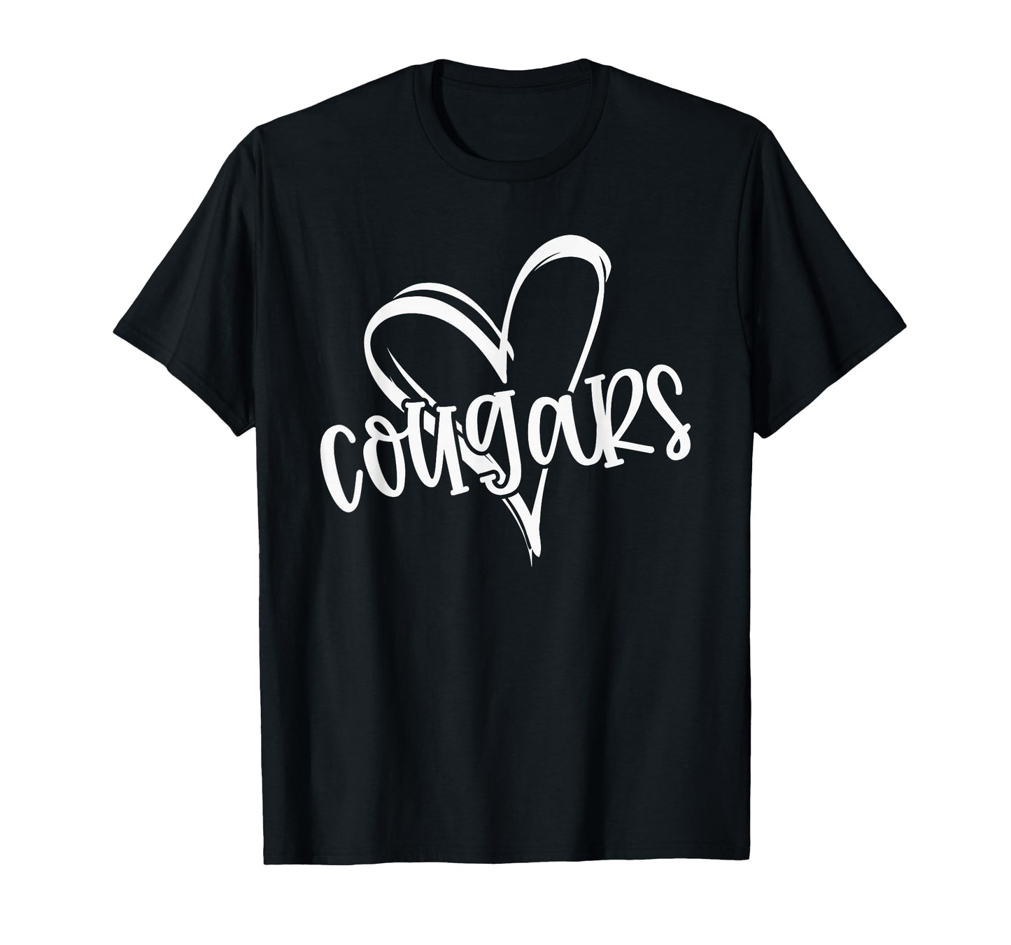 Cougars School Sports Fan Team Spirit Heart T-Shirt