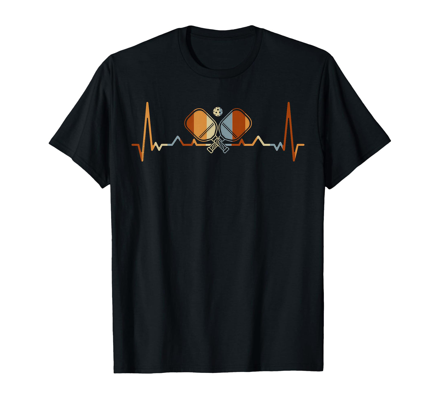 Pickleball Lovers Heartbeat in Retro Colors - Pickleball T-Shirt