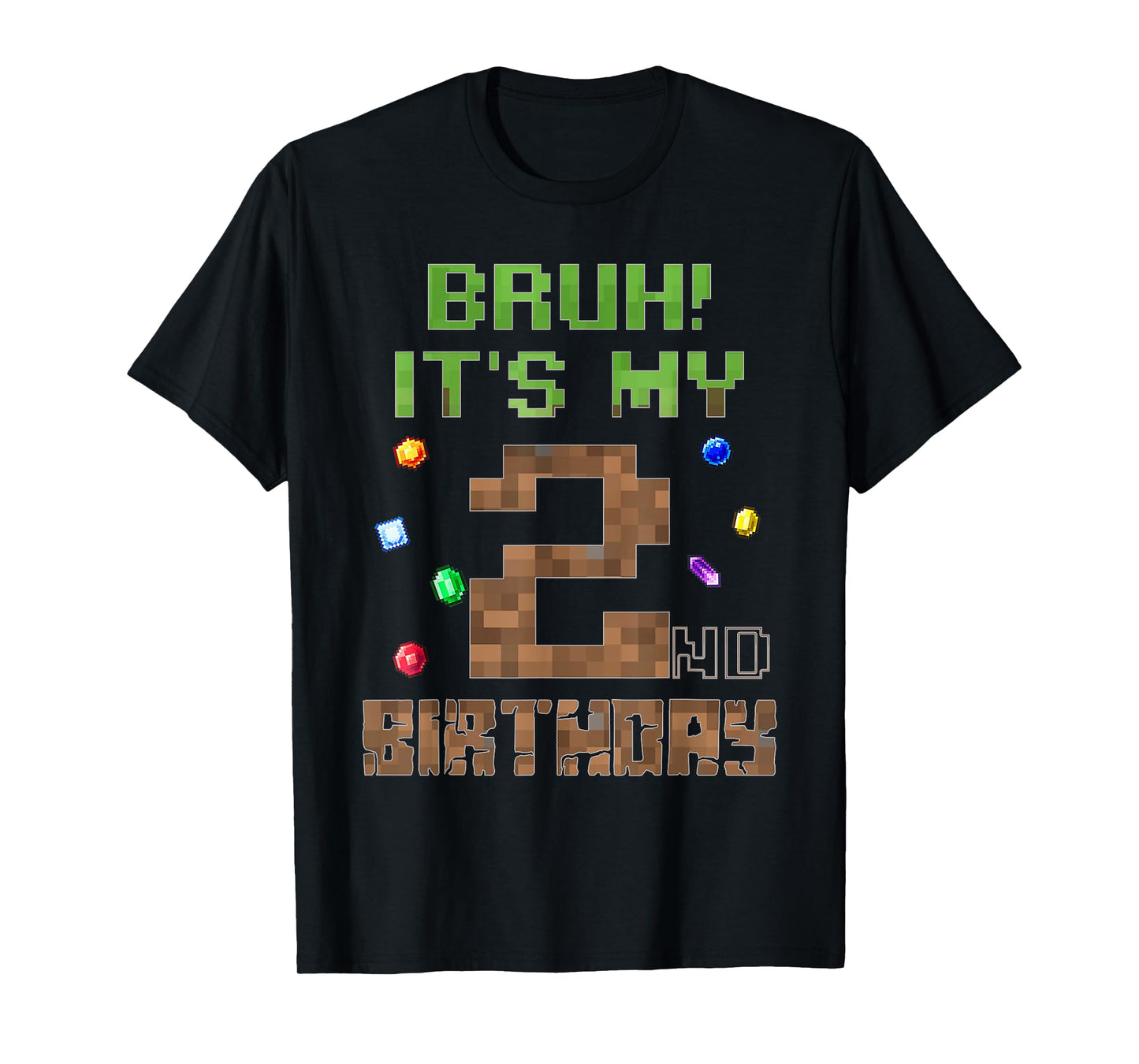 B-Day Boy Shirt Bruh It's My 2nd Birthday Video Game Pixel T-Shirt