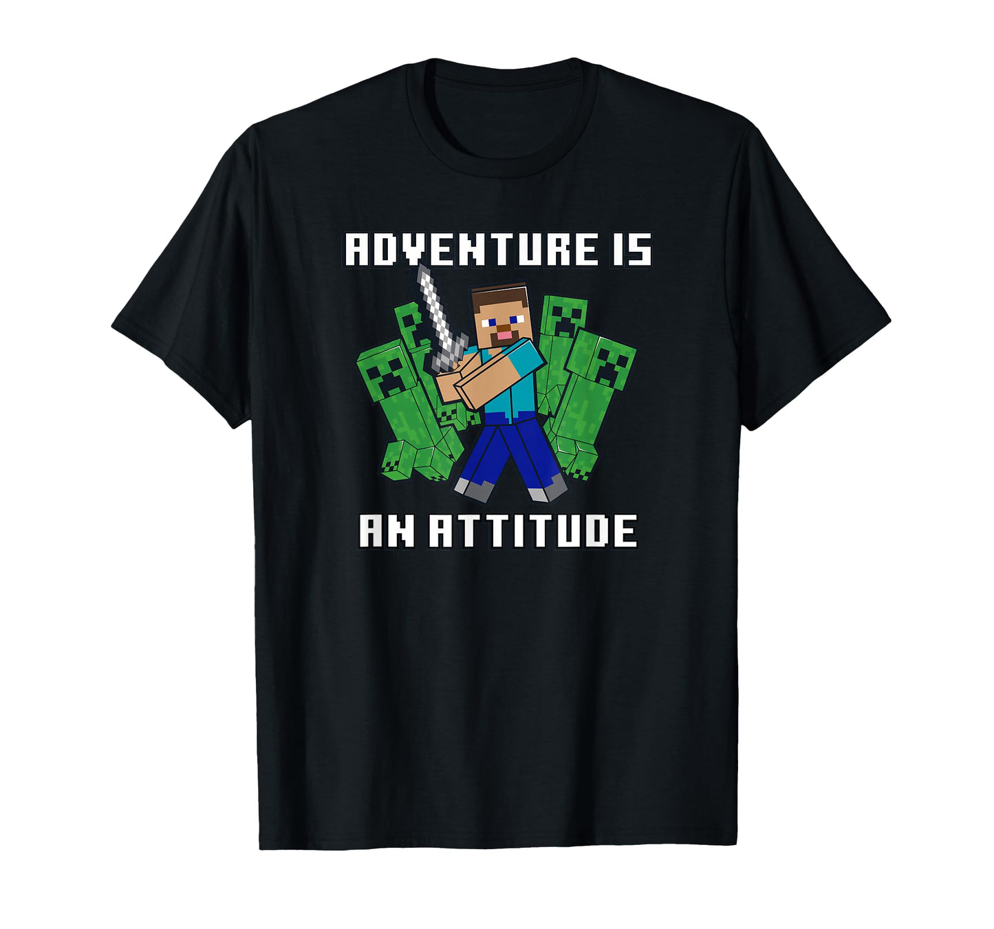 Minecraft Steve Fights Creepers Adventure T-Shirt