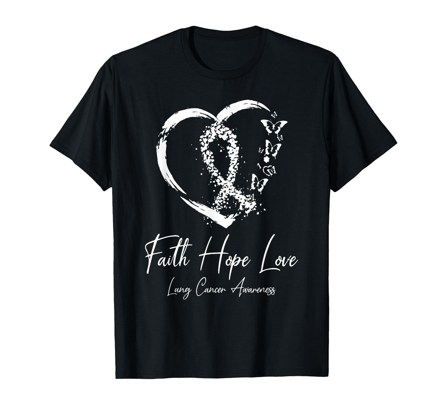 White Ribbon Faith Hope Love Support Lung Cancer Warrior T-Shirt