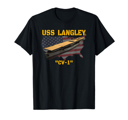 Aircraft Carrier USS Langley CV-1 Veterans Day Father's Day T-Shirt