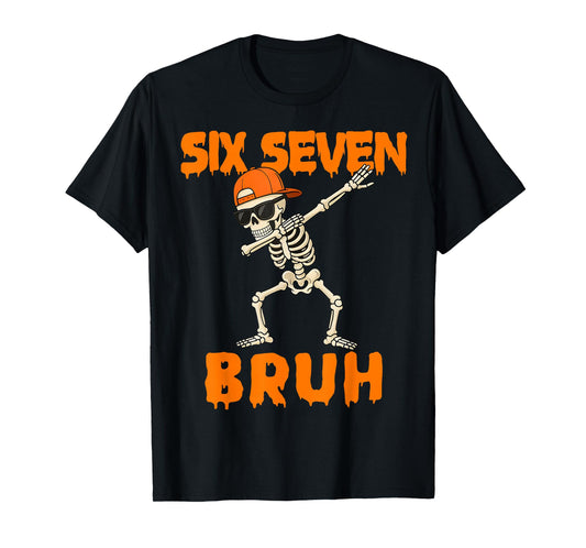 67 Halloween Funny Six Seven Meme Brainrot Pumpkin Kids Bruh T-Shirt