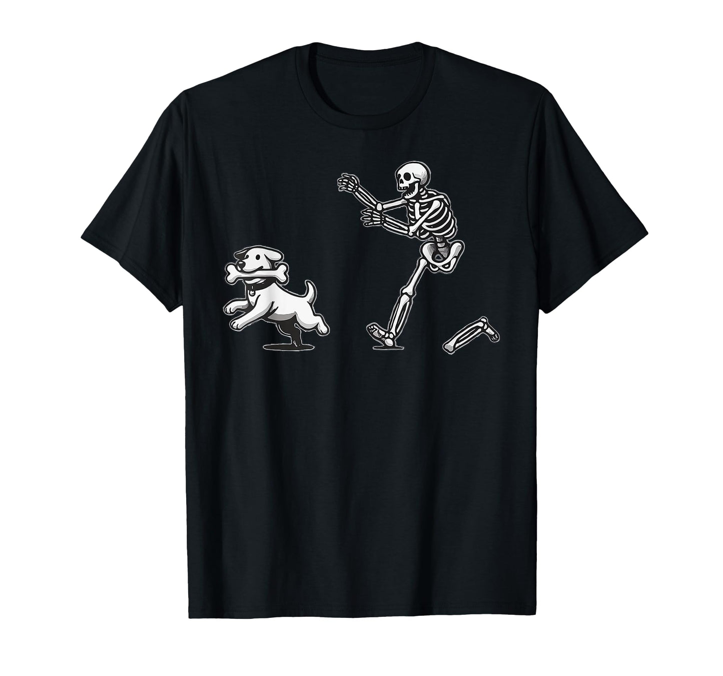 Skeleton Dog Halloween Skeleton Chasing Dog T-Shirt