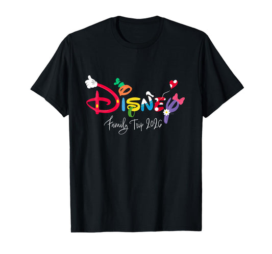 Disney Mickey & Friends Character Letters Family Trip 2026 T-Shirt