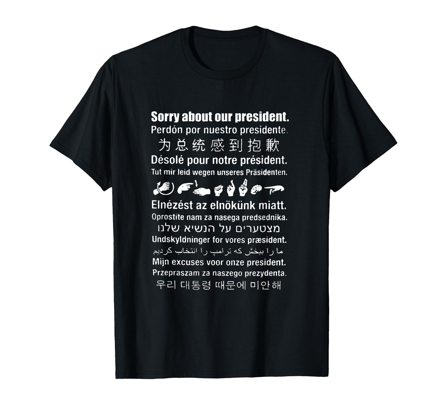 Sorry About Our President In All Languages Shirt T-Shirt