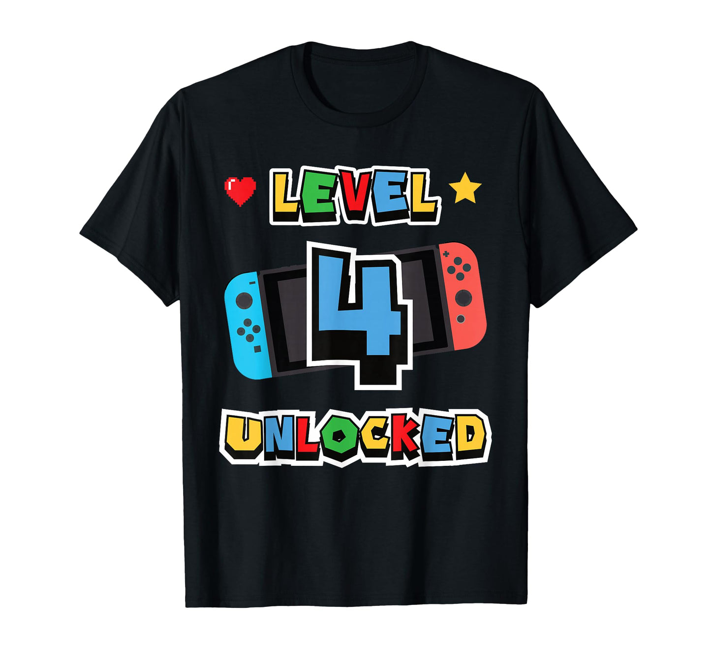 Level 4 Unlocked 4th Birthday Kids Video Game 4 Years Old T-Shirt