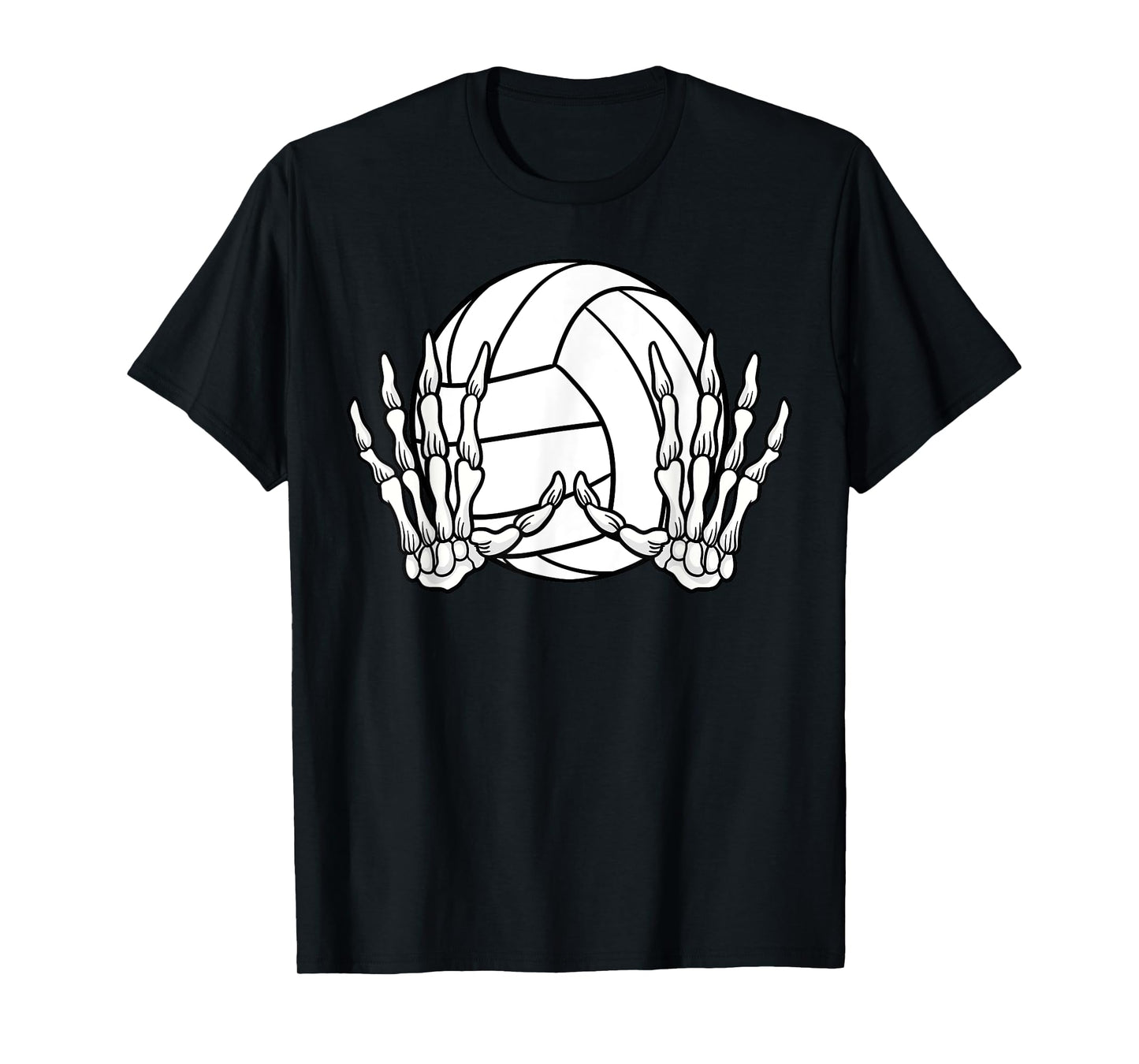 Volleyball Sport Halloween Skeleton Hand T-Shirt