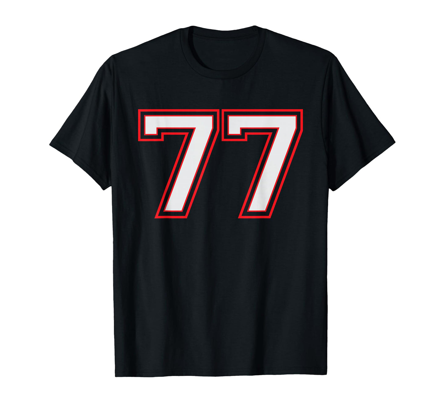 Red Number 77 Sports Player Jersey Fun Game Winner #77 Lucky T-Shirt