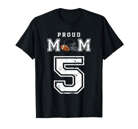 Custom Proud Football Mom Number 5 Personalized For Women T-Shirt