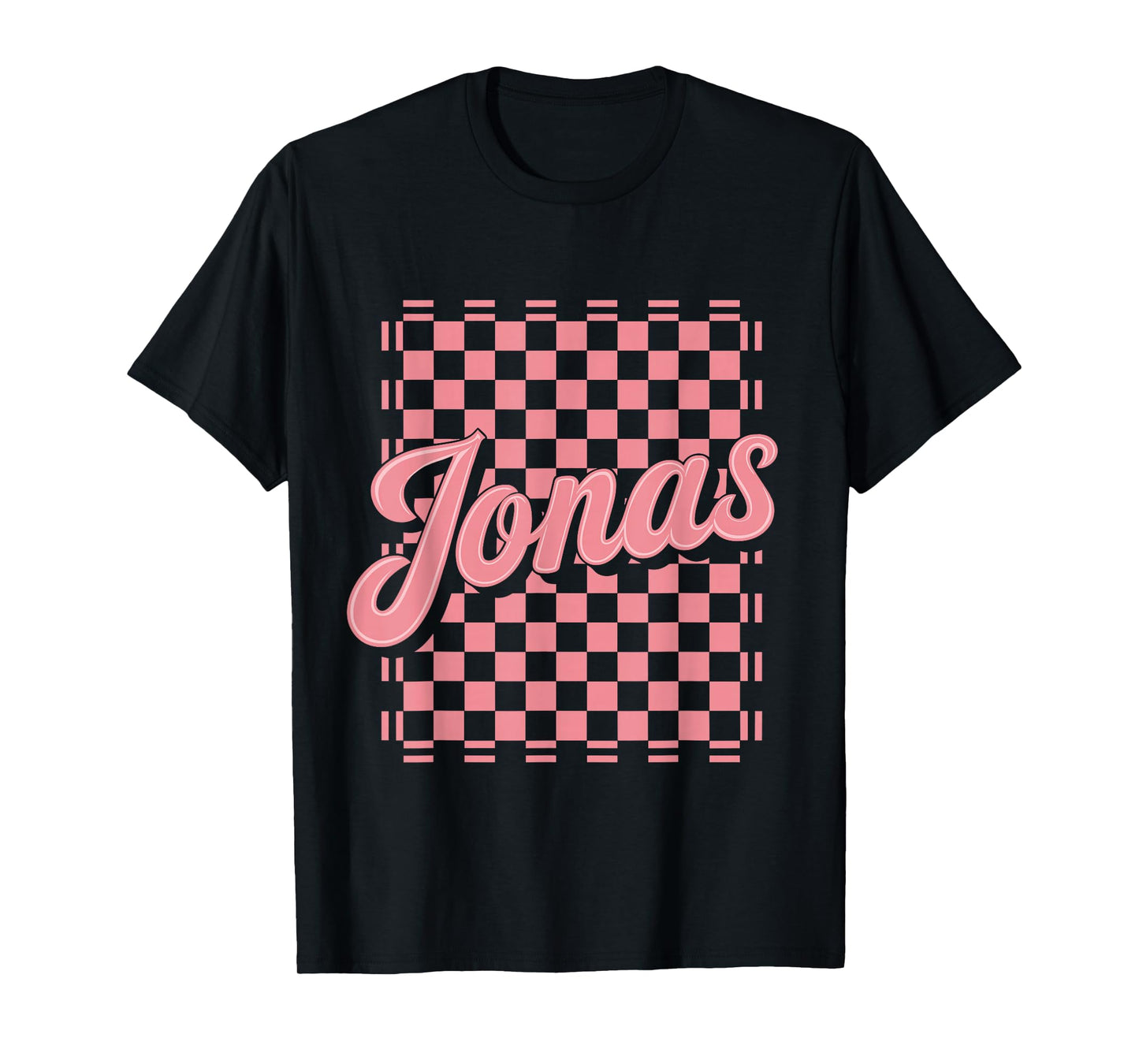 Checkered Pink Jonas Name T-Shirt