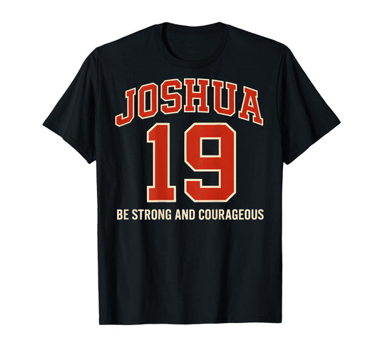 (ON BACK) Joshua 1 9 Christian Bible Verse Faith Based Retro T-Shirt