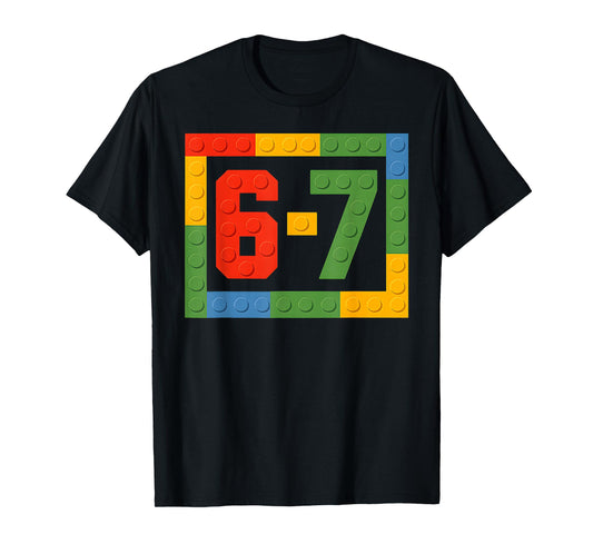 67 Building Blocks for Kids Boys Six Seven Funny 6-7 Meme T-Shirt