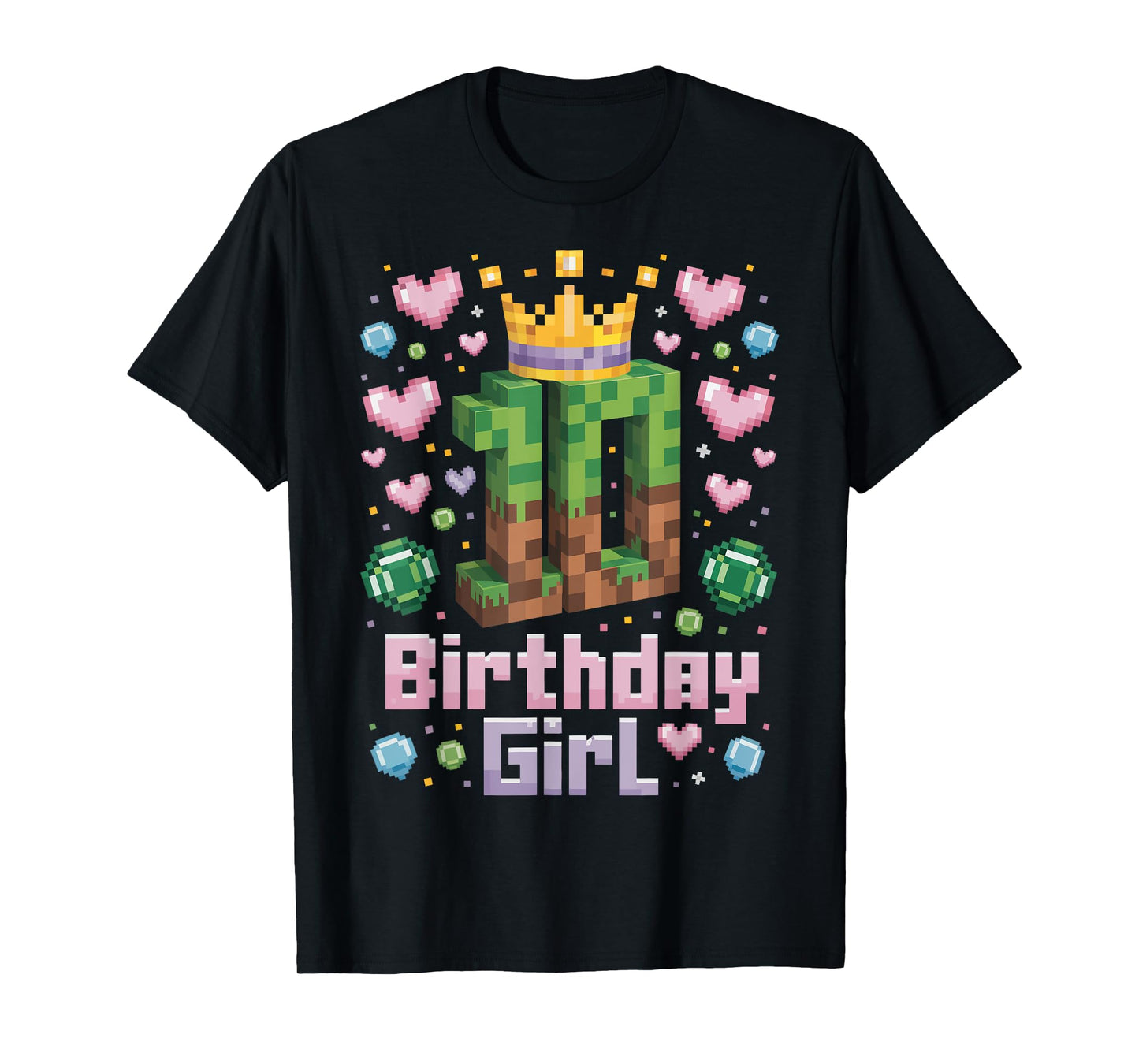 10th Birthday Girl Shirt Gaming Pixel Party 10 Year Old T-Shirt