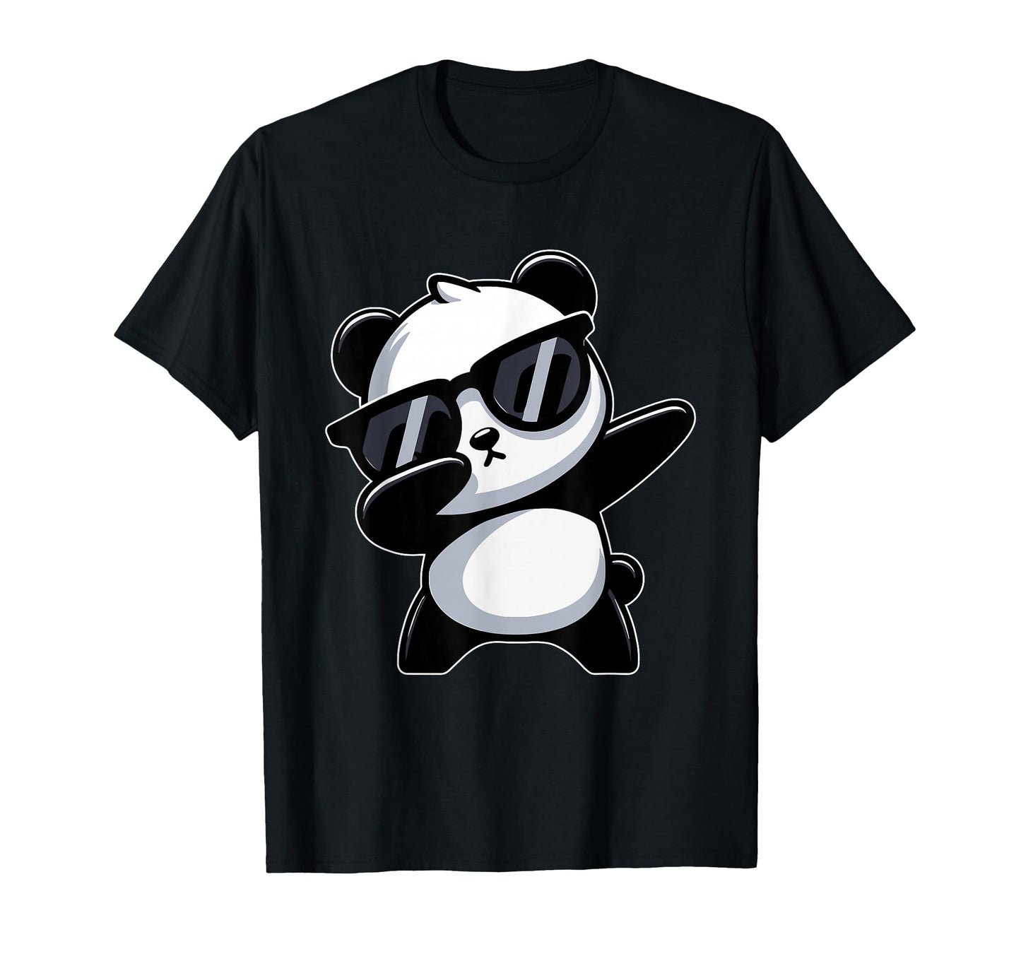 Funny Dabbing Panda With Sunglasses, Cool Panda Dab Dance T-Shirt, Small, Black