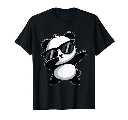 Funny Dabbing Panda With Sunglasses, Cool Panda Dab Dance T-Shirt, Small, Black