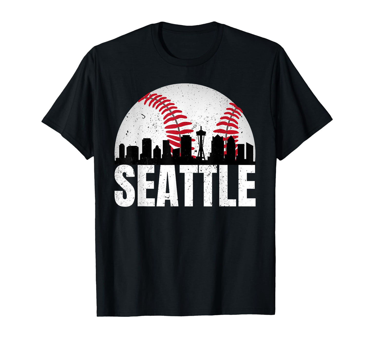 Vintage Seattle Skyline Baseball Retro Cityscap Washington T-Shirt