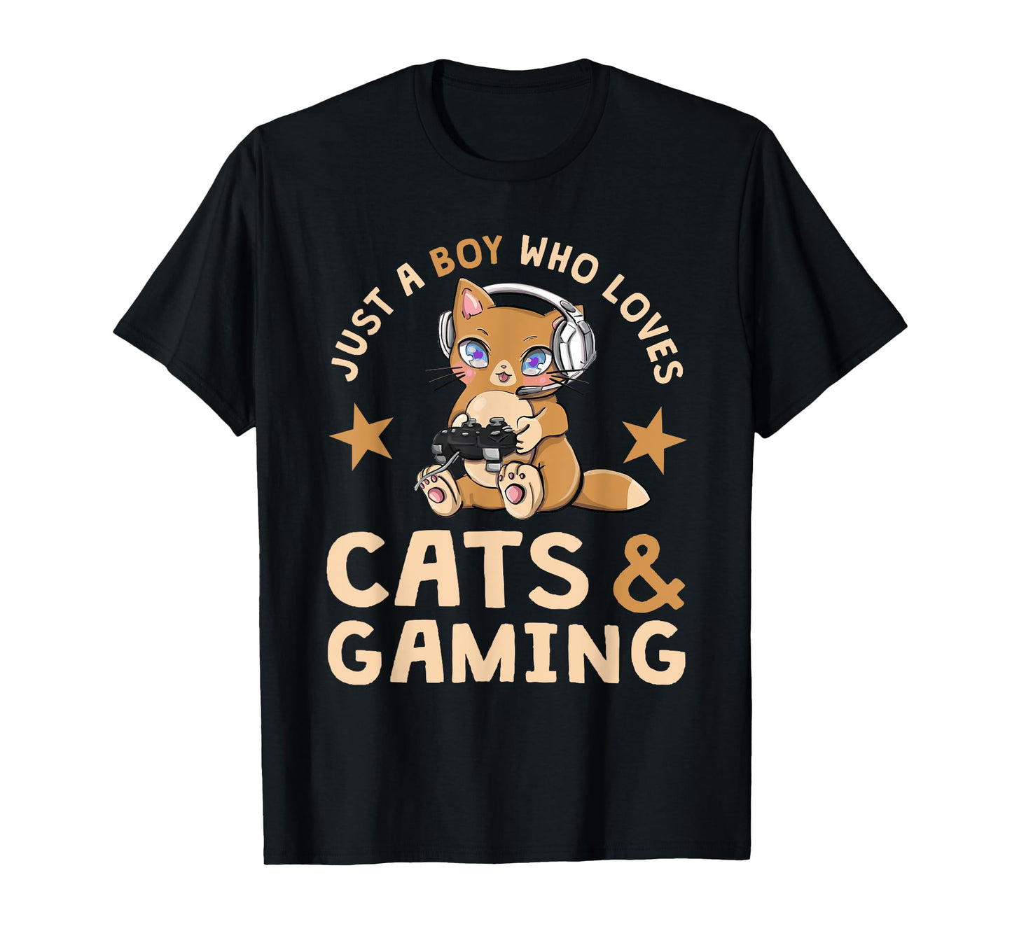 Just A Boy Who Loves Cats And Gaming Cute Gamer Cat T-Shirt