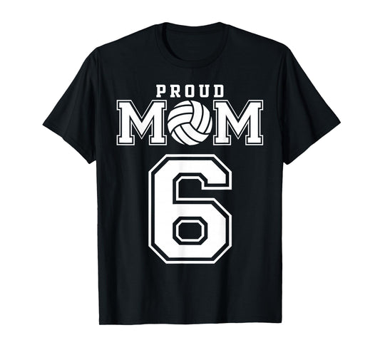 Custom Proud Volleyball Mom Number 6 Personalized Women T-Shirt