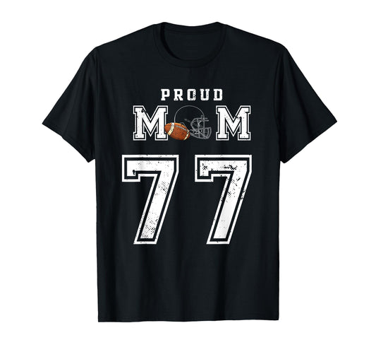 Custom Proud Football Mom Number 77 Personalized For Women T-Shirt