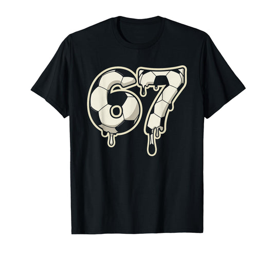 6 7 Soccer Ball Drip Graphic Six Seven Meme T-Shirt