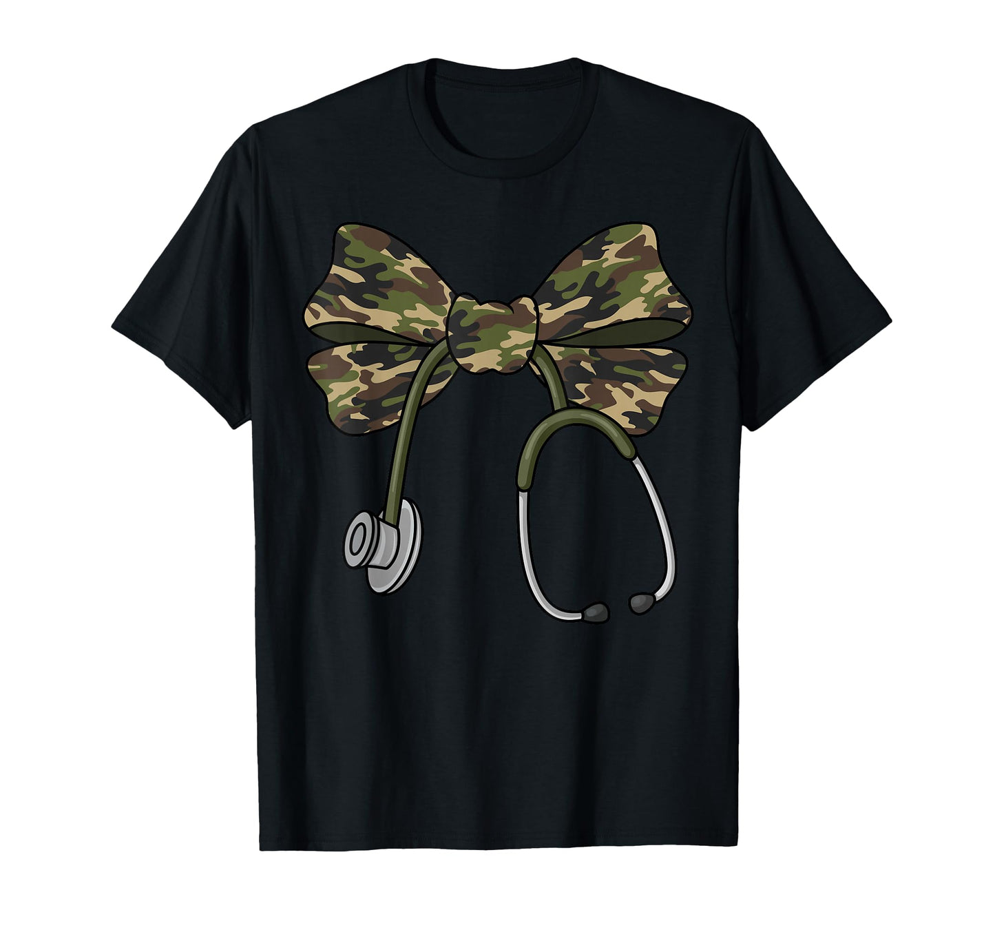 Camo Coquette Nurse Stethoscope Bow Camouflage Nurse T-Shirt