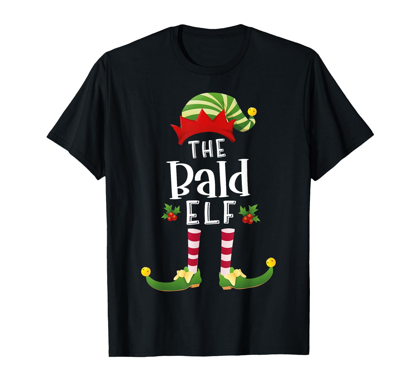Bald Christmas Elf Matching Pajama X-Mas Party T-Shirt